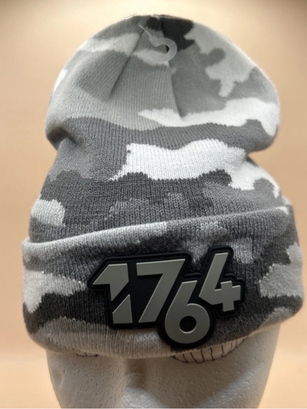 Grey Camo Beanie Hat with 1764 logo